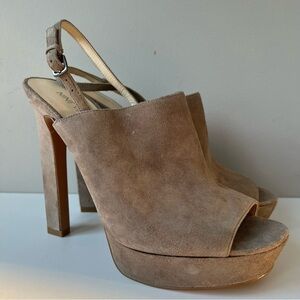 Nine West Neutral Suede Slingback Platform Heel